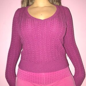 y2k preppy style cable knit v neck sweater